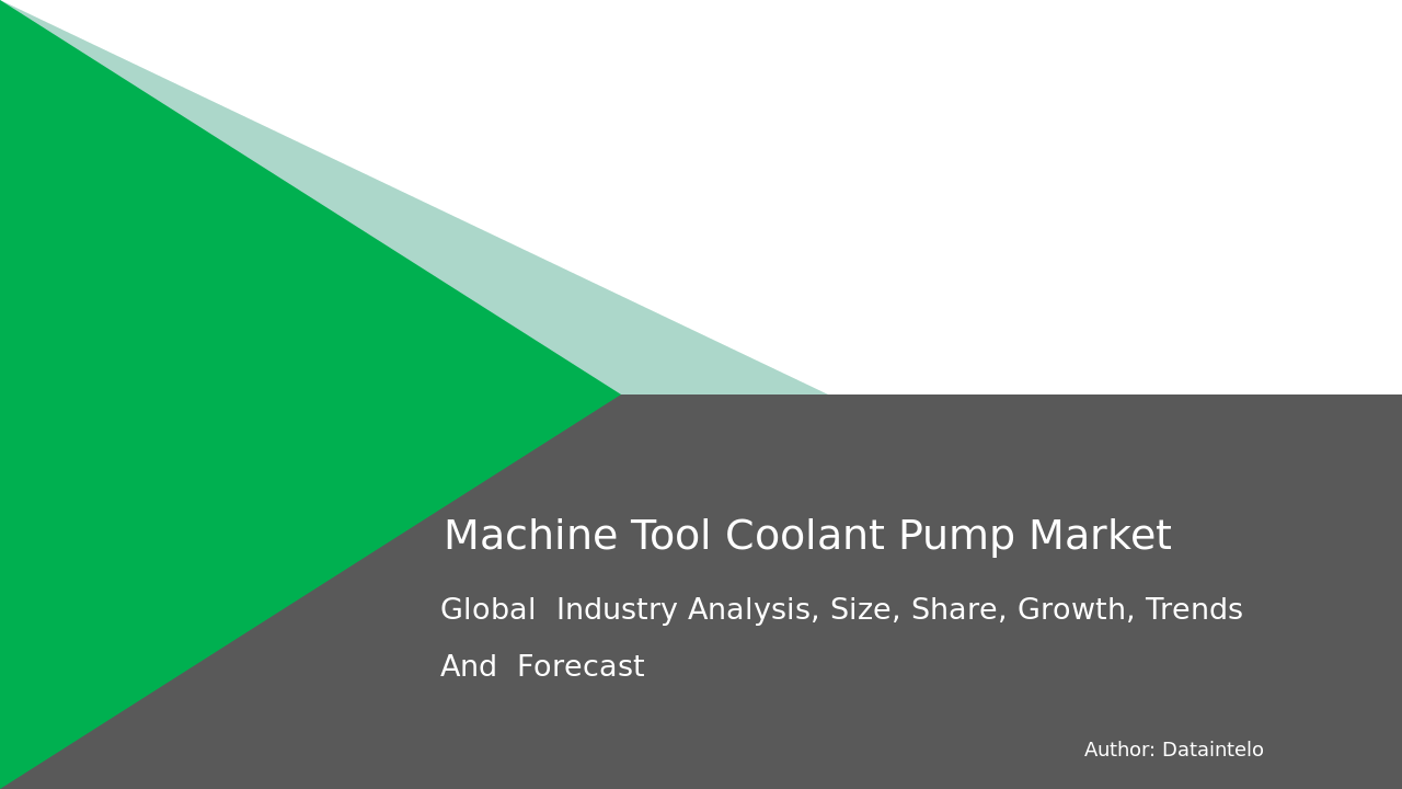 Machine Tool Coolant Pump Market Research Report 2032